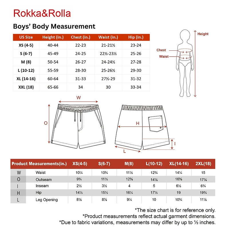 Rokka&Rolla Little & Big Kid Boys Compression Lined Swim Trunks