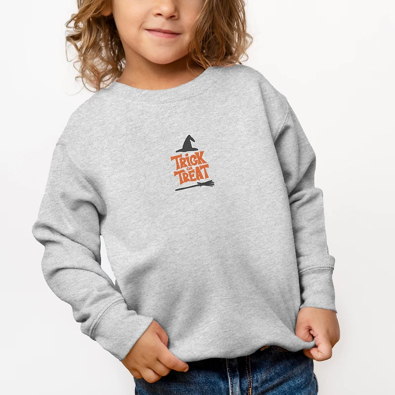The Juniper Shop - Toddler Graphic Sweatshirt Embroidered Broom Trick or Treat