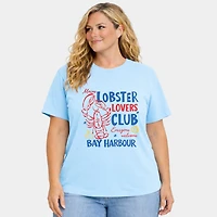 Simply Sage Market - Lobster Lovers Club Bay Harbour Women's Plus Sized Garment Dyed Graphic T-Shirt