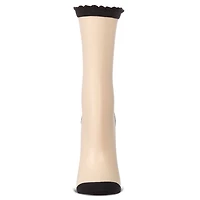 MeMoi Women's Triple Bow Back Sheer Crew Socks