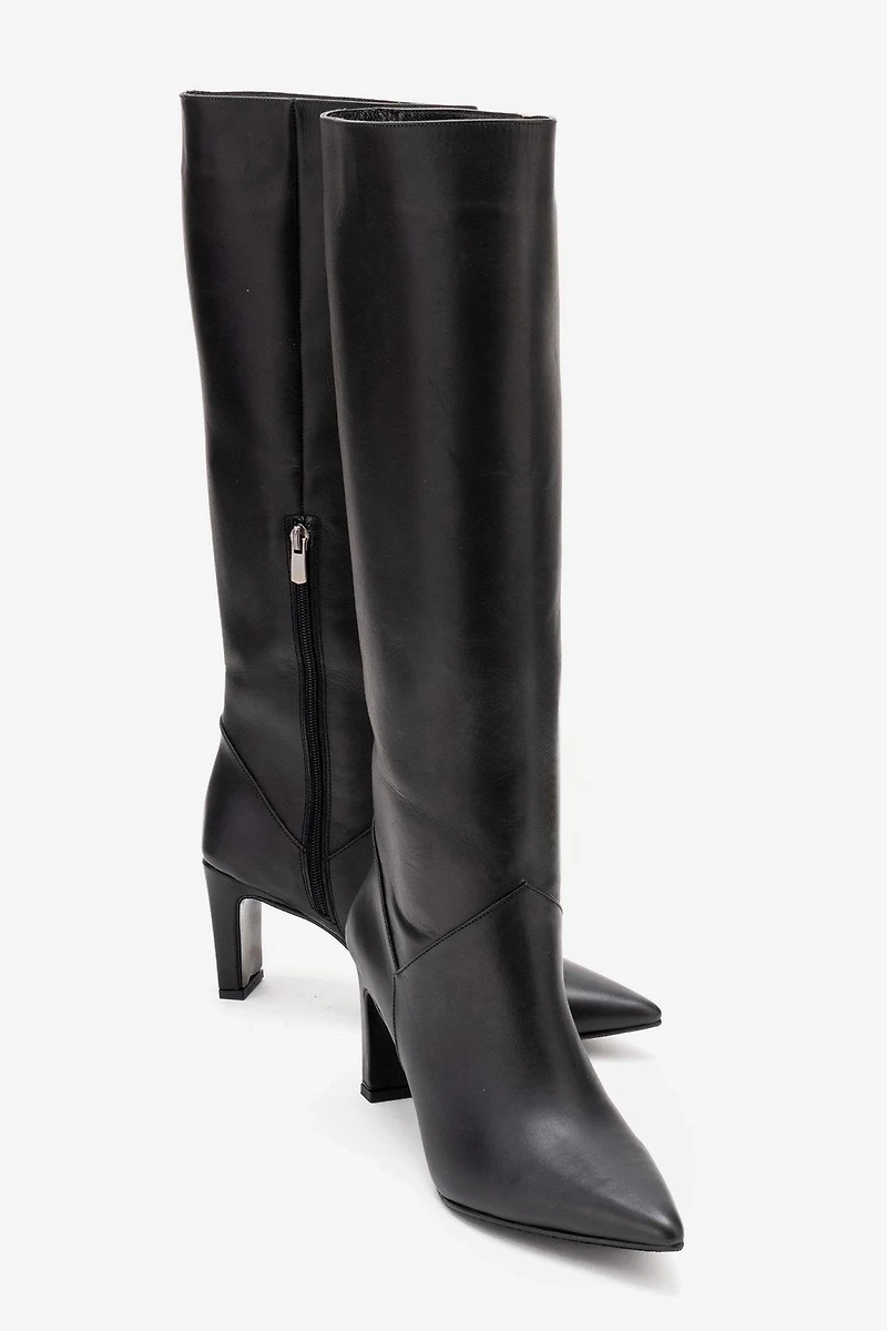 Forever & Always Womens Merla Leather Block Heel Boot