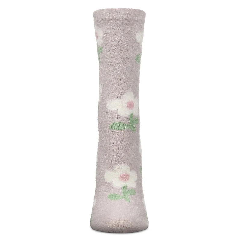 MeMoi Women's Flower Aloe Infused Crew Socks