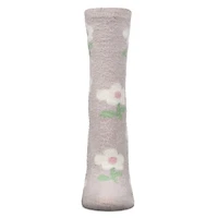 MeMoi Women's Flower Aloe Infused Crew Socks