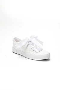 Forever & Always Womens Marvelle Pearl Lace Bridal Sneaker