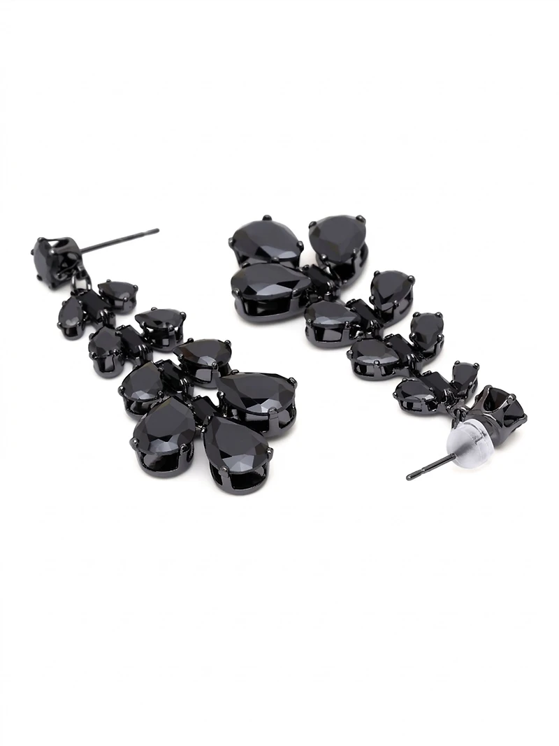 AGP PARIS Womens Jet Cluster Chandelier Earrings
