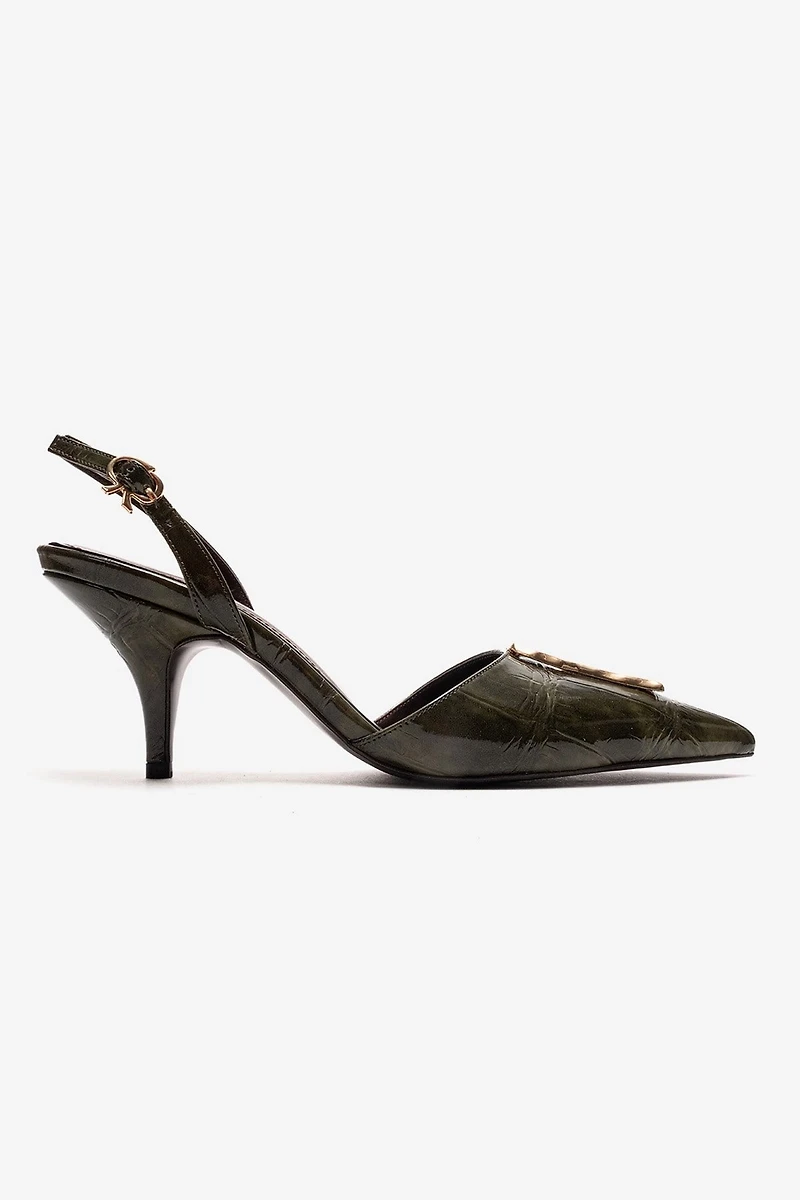 Prologue Shoes Womens Yvella Buckle Pointed Toe Stiletto Pump