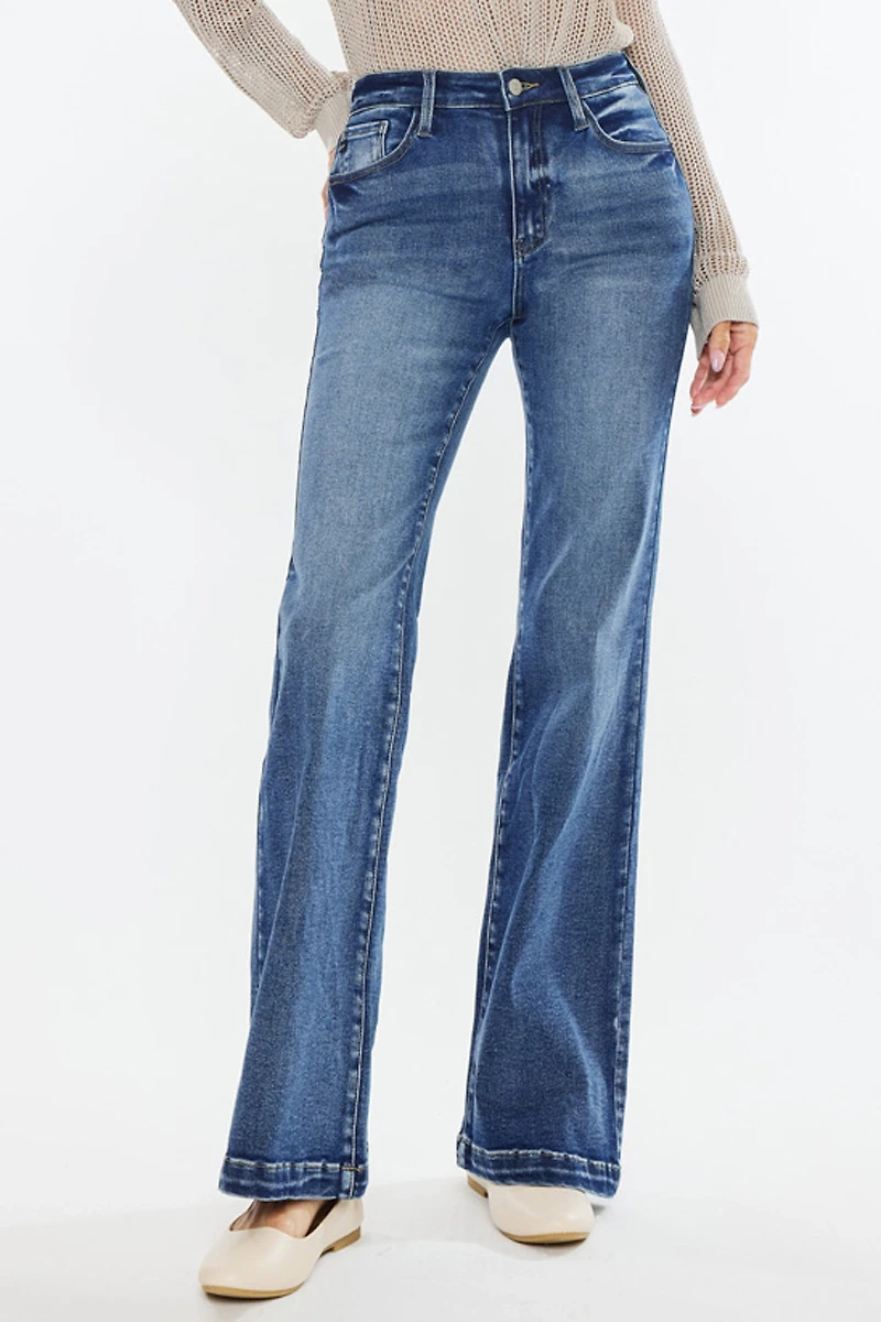 Kancan Women's Essentials High Rise Wide Leg Flare Jeans Avonlea