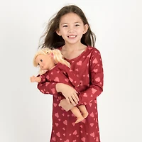 Leveret Girl & Doll Matching Valentine Hearts Long Sleeve Nightgown Set