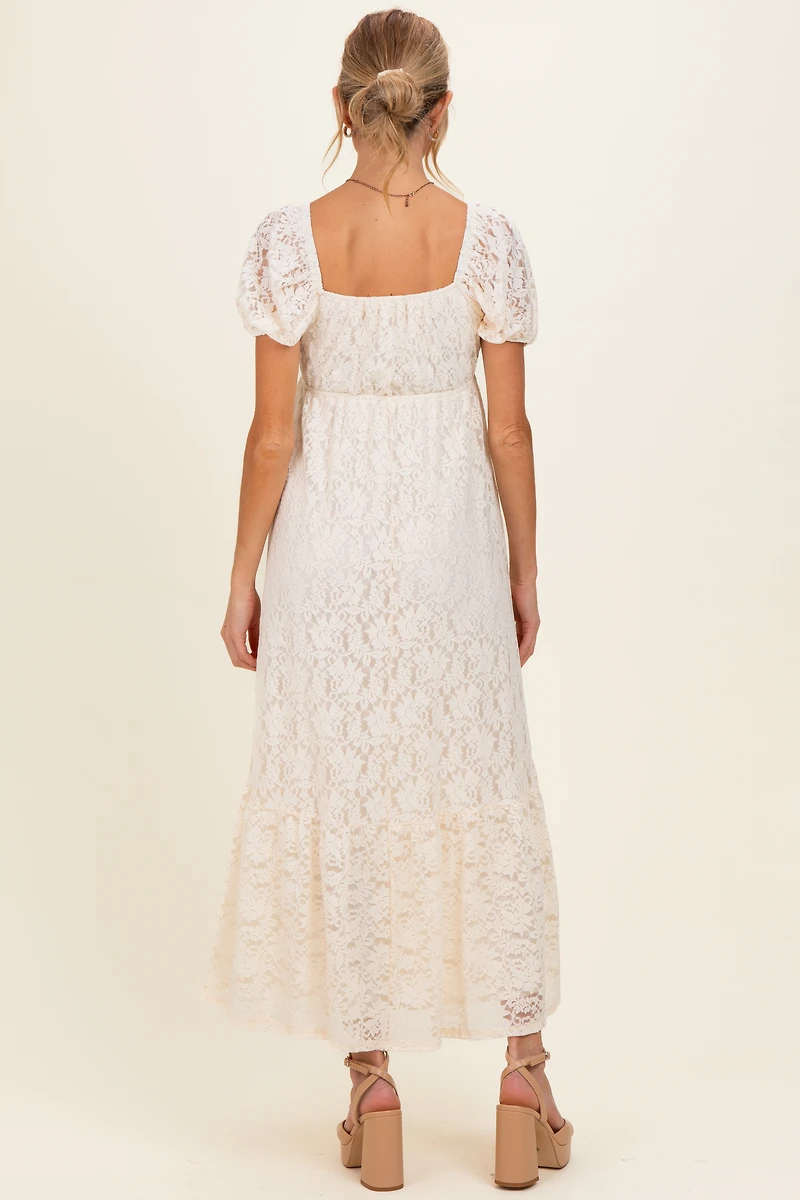 PinkBlush Womens Ivory Lace Maternity Maxi Dress