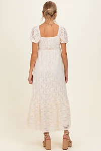 PinkBlush Womens Ivory Lace Maternity Maxi Dress
