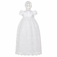 Laurenza's Baby Girls Heirloom Floral Lace Christening Gown with Bonnet