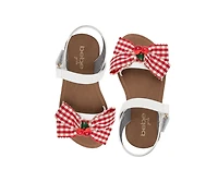 bebe Toddler Girl's Gingham Bow Sandals with Adjustable Ankle Strap
