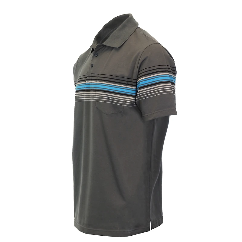 Gioberti Men's Multiple Stripe Polo Shirt - Short Sleeve Yarn Dye