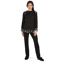 MeMoi Women's Floral Flocked Ultra-Soft Pajama Set