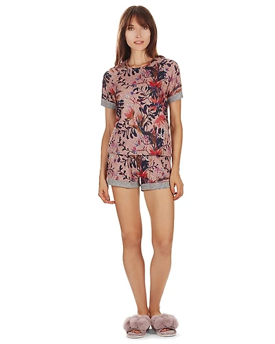 MeMoi Women's 2 Piece Floral Paradise T-Shirt and Shorts Pajama Set