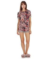 Women's 2 Piece Floral Paradise T-Shirt and Shorts Pajama Set