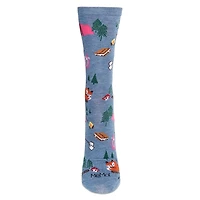 MeMoi Women's Embroidered Camping Trip Bamboo Crew Socks