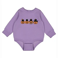 The Juniper Shop - Infant Fleece BodySuit Four Black Cats Pumpkins