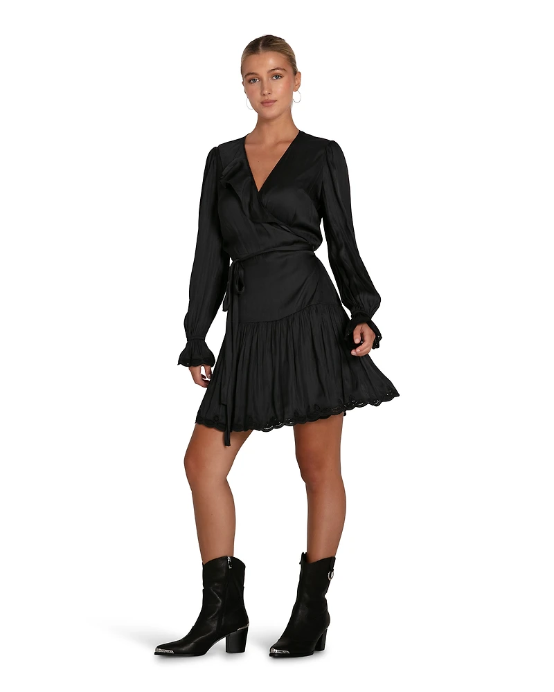 Belle & Bloom Womens Wild Flower Embroidered Wrap Dress