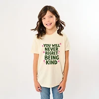 The Juniper Shop - You Will Never Regret Being Kind Green Youth Short Sleeve Graphic T-Shirt