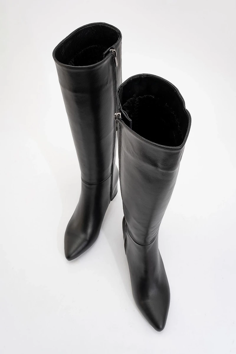 Forever & Always Womens Sejas Leather Block Heel Knee-High Boots