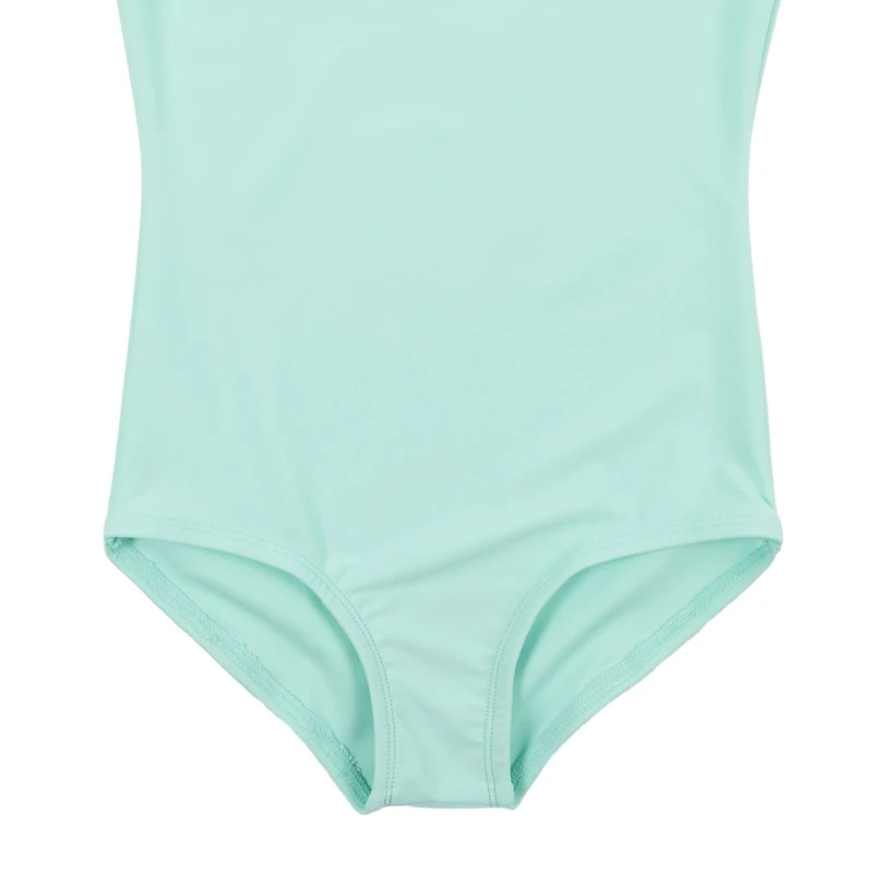 Leveret Girls Short Sleeve Solid Stretch Dance Leotard
