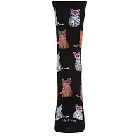 MeMoi Studious Cats Bamboo Blend Crew Socks