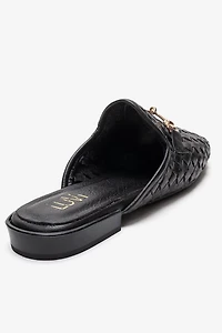 Forever & Always Womens Senia Leather Woven Mules