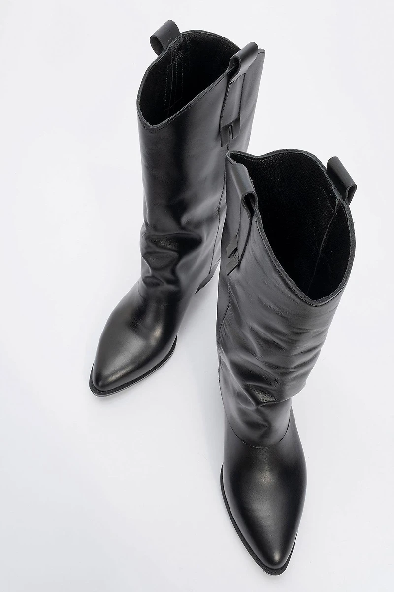 Forever & Always Womens Teodora Leather Block Heel Boots