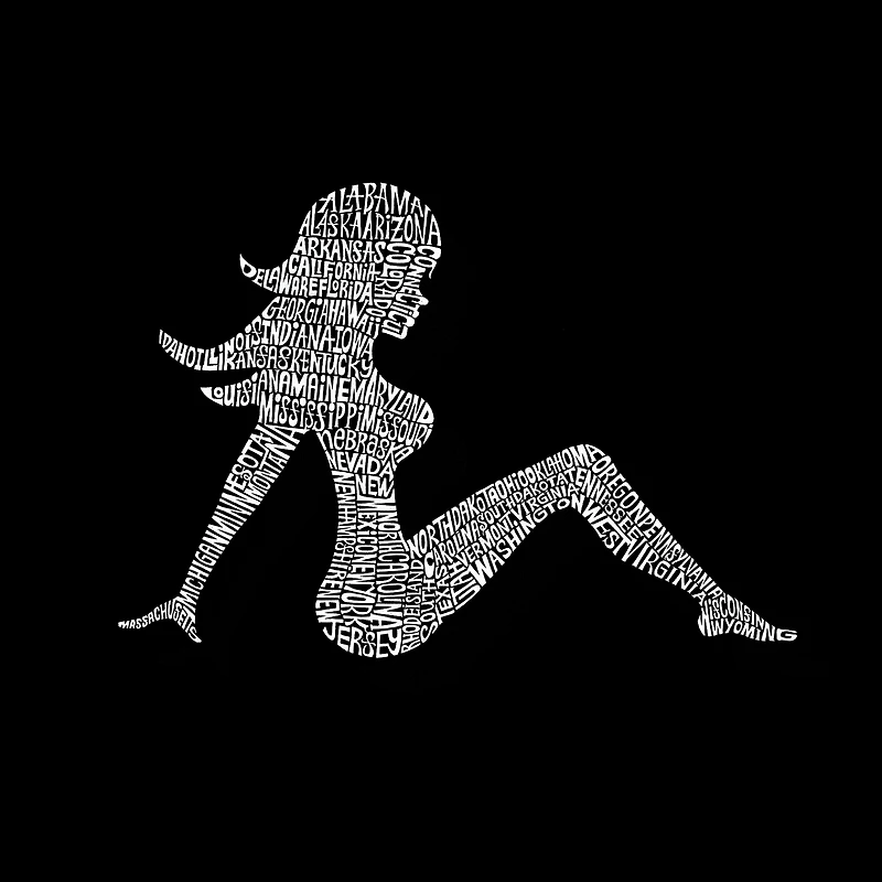 LA Pop Art Men's Mudflap Girl Word T-Shirt