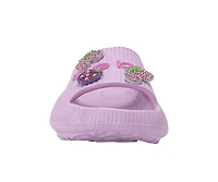 bebe Girl's EVA Slide - Lightweight Comfy Sandals with Rhinestone Fruit Patches