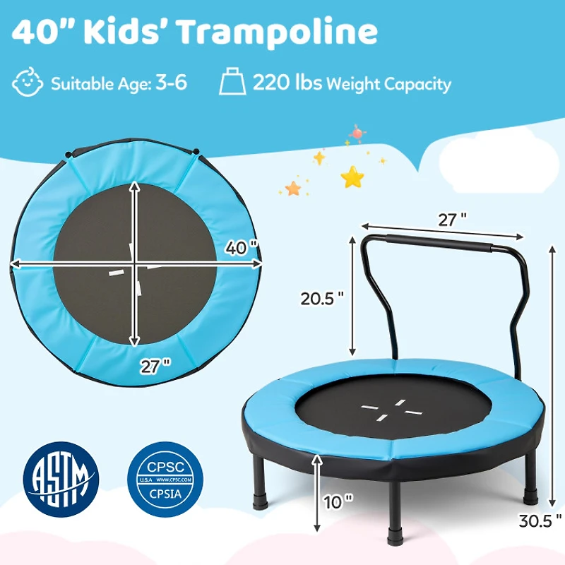 Hivvago 40 Inch Trampoline for Kids Indoor Outdoor Fitness