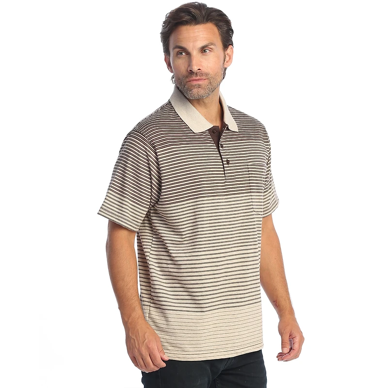 Gioberti Men's Pin Stripe Short Sleeve Polo w/ Chest Pocket