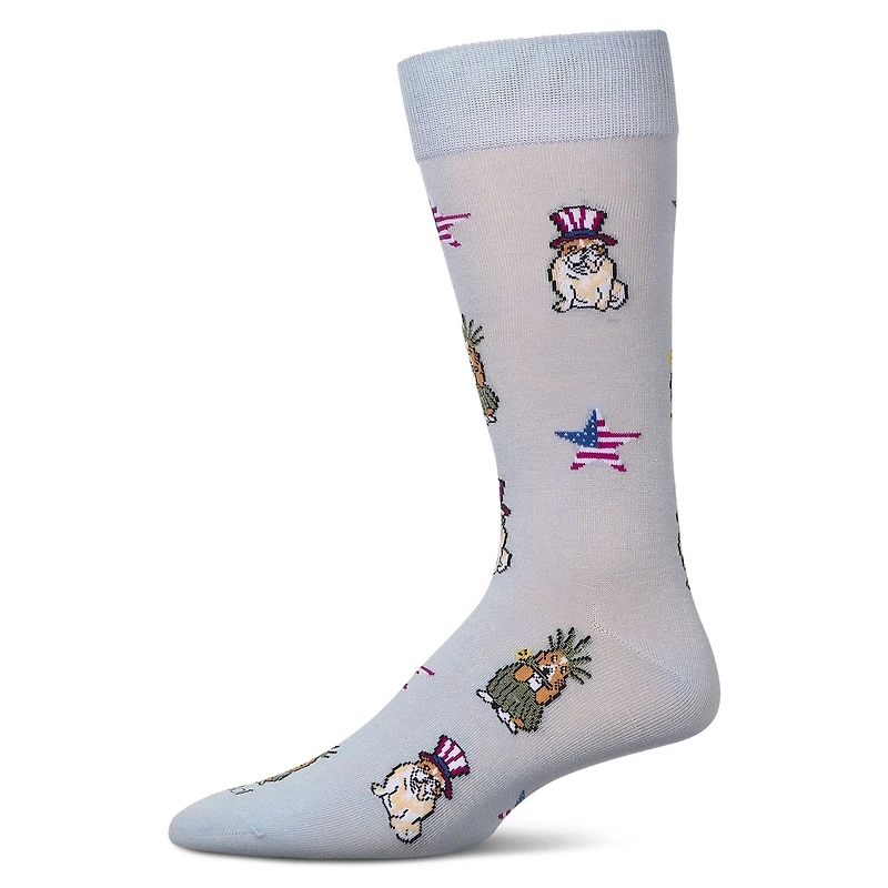 MeMoi Men's Patriotic Dogs Rayon From Bamboo Crew Socks