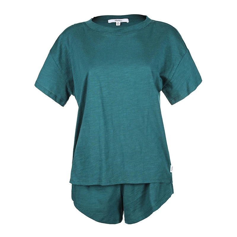 MeMoi Women's Relaxed Fit 100% Cotton Slub Knit Short Set