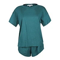 MeMoi Women's Relaxed Fit 100% Cotton Slub Knit Short Set