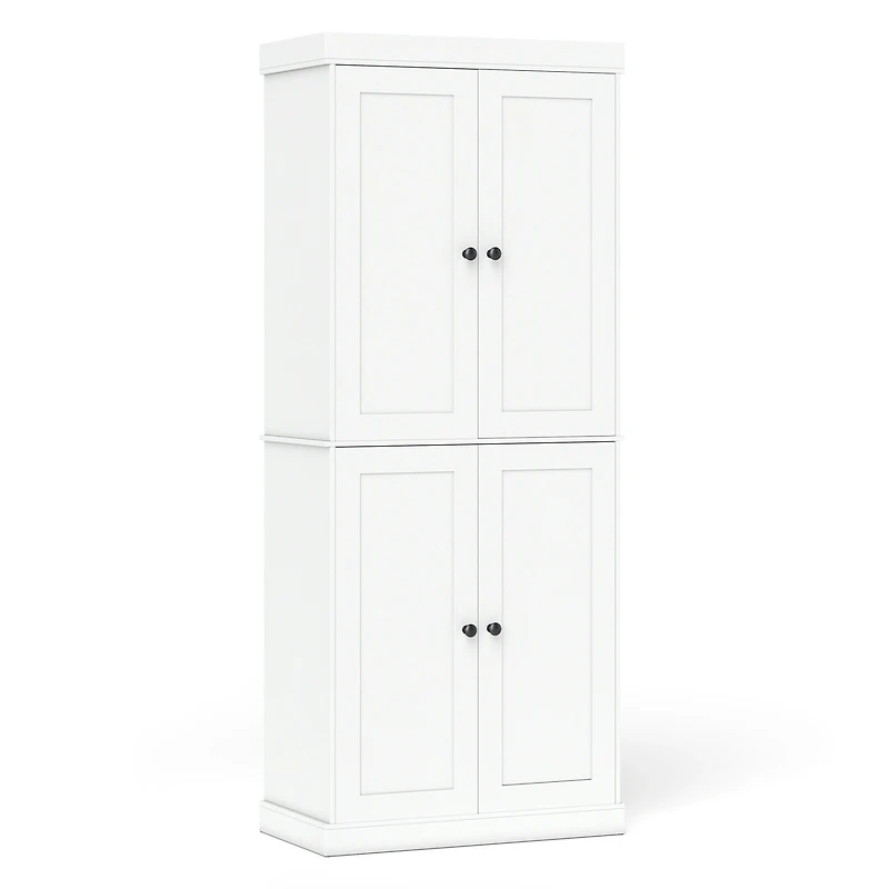 SUGIFT White Freestanding Kitchen Pantry Cabinet with 2 Adjustable Shelves and Anti-Tipping Kit 30-in W 15-in D
