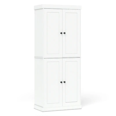 SUGIFT Kitchen Pantry Cabinet White with 2 Adjustable Shelves and Anti-Tipping Kit