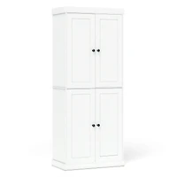 SUGIFT White Freestanding Kitchen Pantry Cabinet with 2 Adjustable Shelves and Anti-Tipping Kit 30-in W 15-in D
