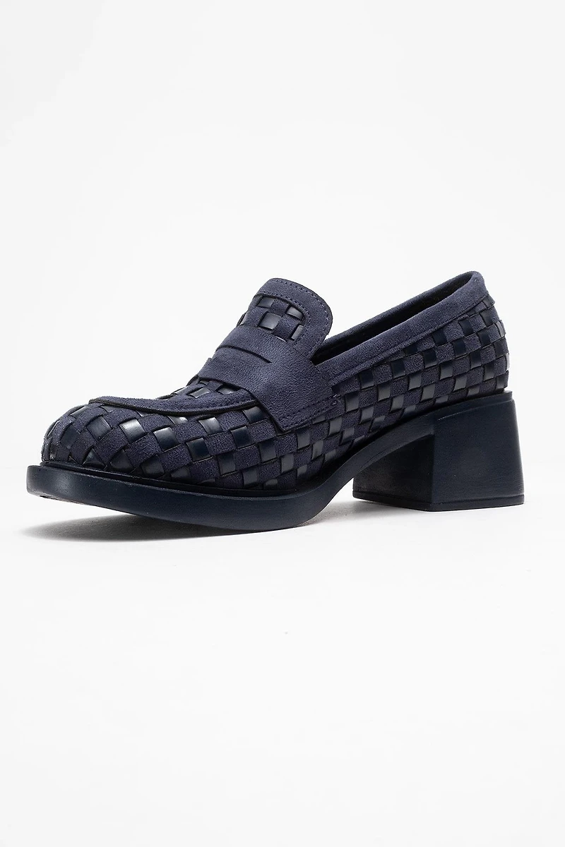 Prologue Shoes Womens Marlon Woven Block Heel Loafer