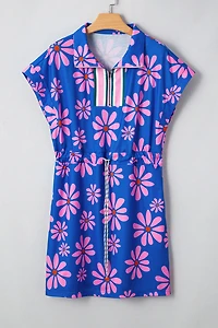 Threaded Pear Women's Elouise Floral Drawstring Waist Mini Dress
