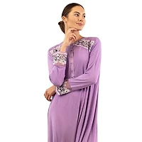 MeMoi Women's Modest Lace Cuff and Shoulder Accent Ankle Length Nightgown