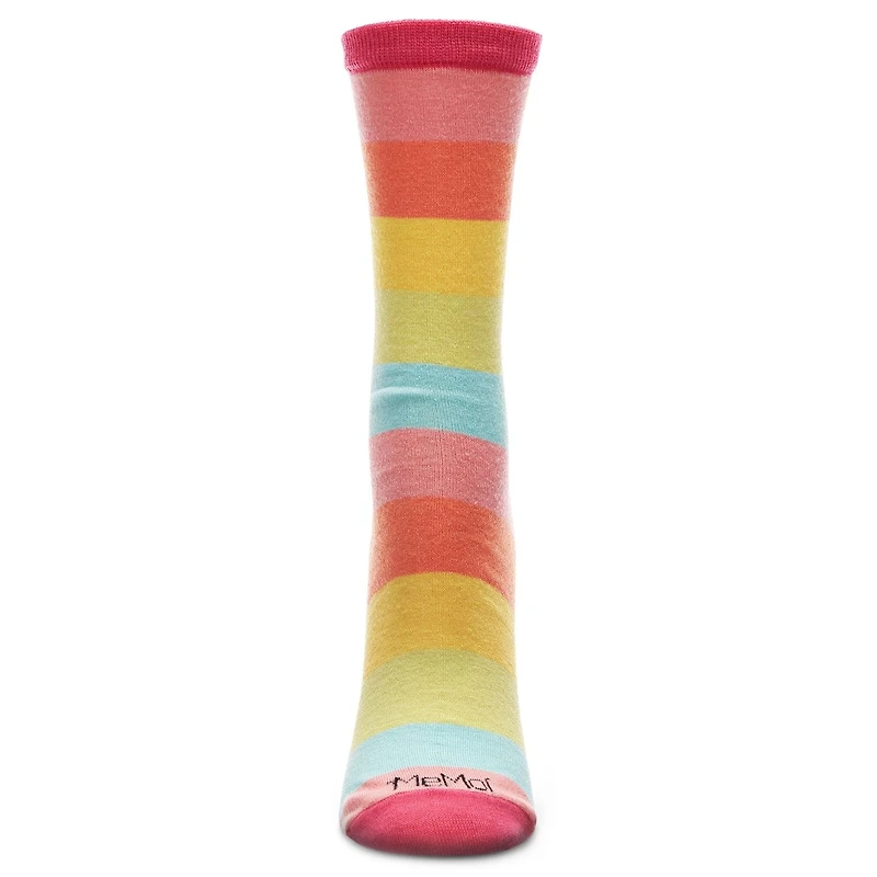 MeMoi Multicolor Stripe Splash Bamboo Blend Crew Socks