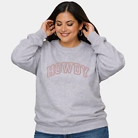 Simply Sage Market - Embroidered Howdy Varsity  Women's Plus Sized Graphic Sweatshirt