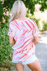Threaded Pear Women's Cali Abstract Short Sleeve Blouse