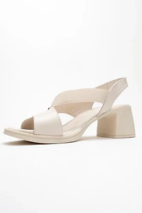 Forever & Always Womens Crina Elasticated Leather Chunky Heel Sandal