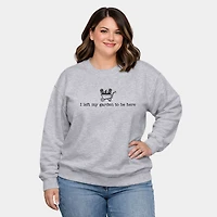Simply Sage Market - I Left My Garden To Be Here Wheelbarrow  Women's Plus Sized Graphic Sweatshirt