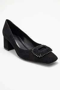 Prologue Shoes Womens Velora Buckle Square Toe Block Heel Pump