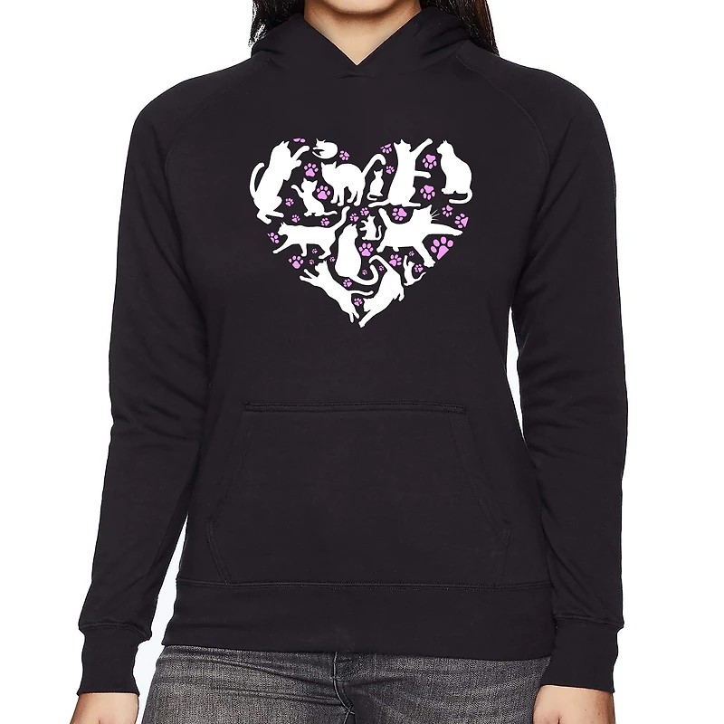 LA Pop Art Cat Heart - Women's Word Hooded Sweatshirt