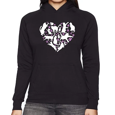 LA Pop Art Cat Heart - Women's Word Hooded Sweatshirt